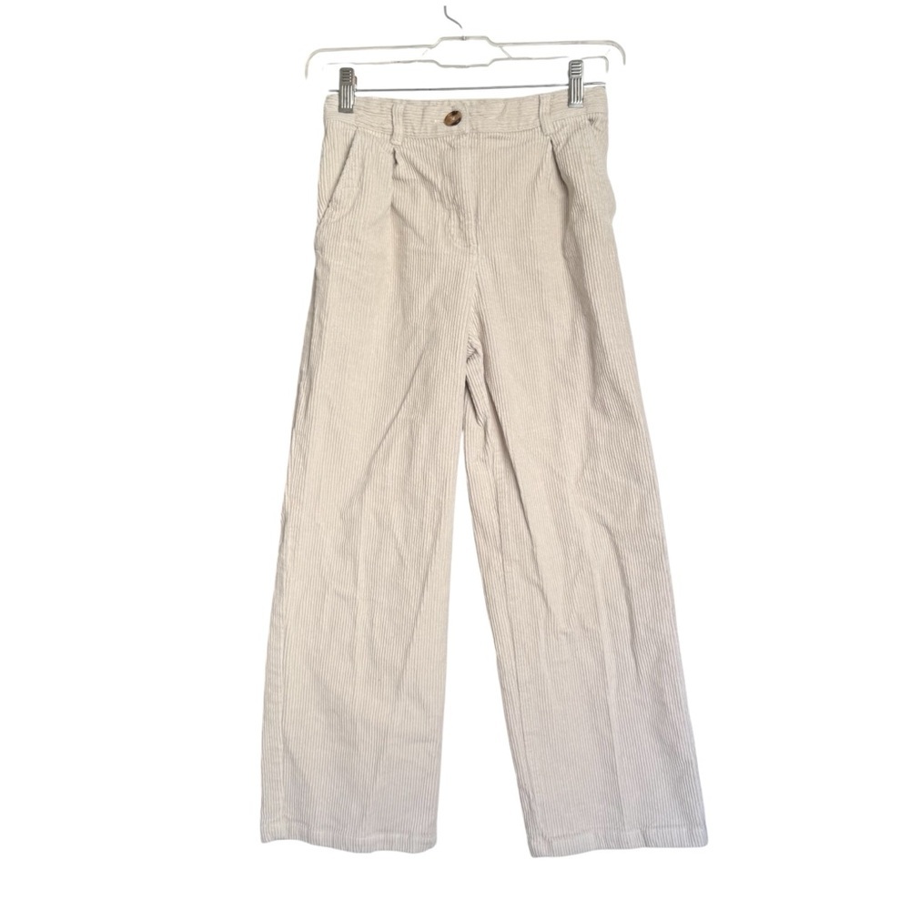 Cyrillus Paris Girls Flare Leg Velour Corduroy Trousers High Rise Size 12 Ivory